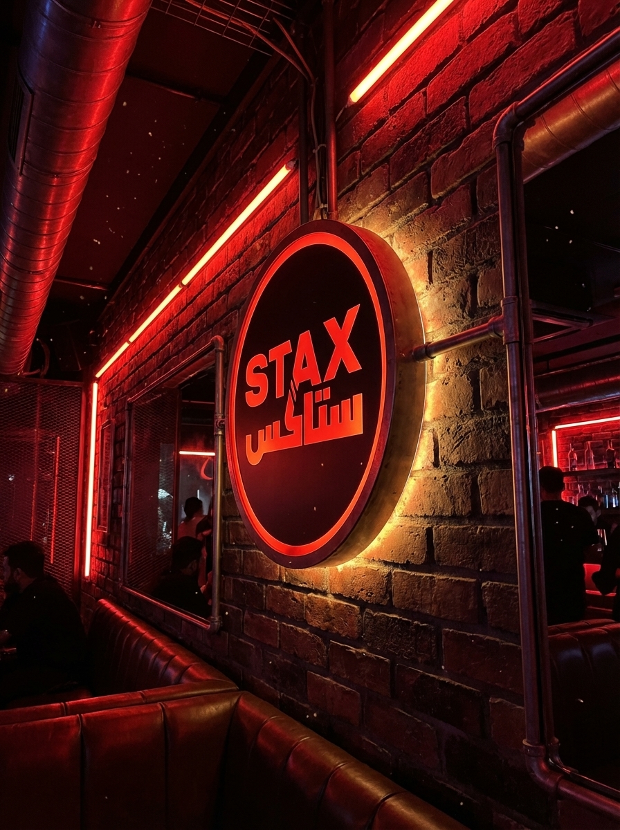 STAX interior neon identity